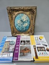 Minton Ceramic Plaque In Frame & 3 Miller's Antique Guides