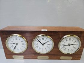 Time Zone Clocks In Wooden Case