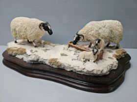 Border Fine Arts 'Early Lambs Late Snow' By R Ayres On Wood Base