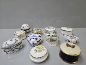 10 Assorted Porcelain Lidded Pin Boxes