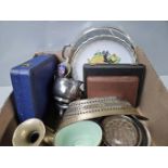 Box Of Assorted Plated Ware, Cutlery, Cream & Sugar Etc