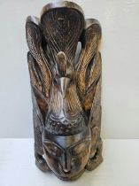 Large Carved Mask & Wood Vase