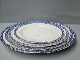 6 Blue & White Meat Plates
