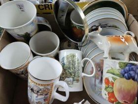 Box Including 2 Porcelain Egg Shaped Trinket Boxes (Boxed), Wildlife Of Britain Plates, Mugs Etc