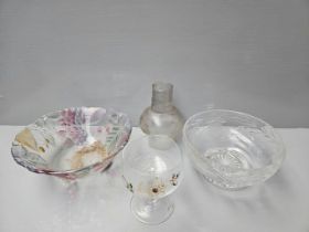 Box Of Assorted Cut Glass Fruit Bowls, Water Jug, Oil Vessel Lamp Etc