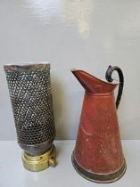 Tilley Lamp, Tin Water Jug Etc