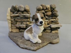 Stone Wall & Terrier Figurine