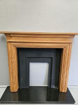 Pine & Marble Fireplace