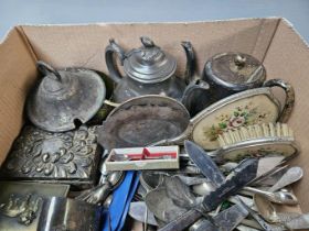 Assorted Teapots, Cutlery Etc