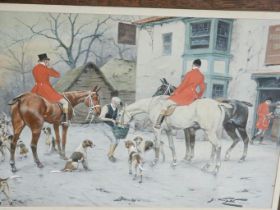 2 Hunting Prints In Oak Frames & Morpeth Hunt Related Print