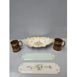 Box Of Assorted China - Door Plates, Ginger Jars, Tankards Etc