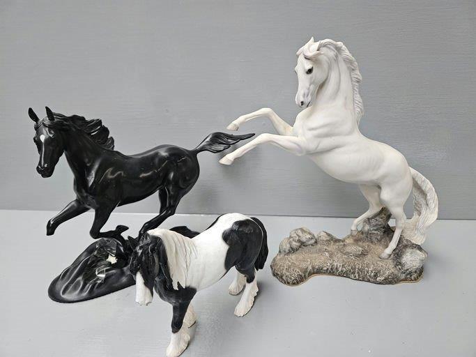 'Silver' Horse Figure & 'Black Beauty' Figure (A/F) By Pamela Bailey & 1 Other 