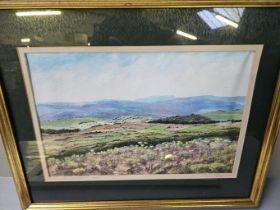 Print 'Alnwick Moor' By Sheila Gray, Print 'Healey Farm', Egyptian Style Cloth Picture In Frame