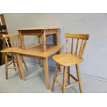 Reproduction Oak Table, Pine Coffee Table, 2 Pine Bar Stools/High Chairs