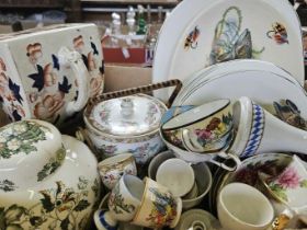 Victorian Biscuit Barrel, Ginger Jar, 7 Fish Patterned Plates Etc