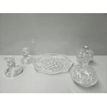Cut Glass Coloured Dressing Table Pieces Etc