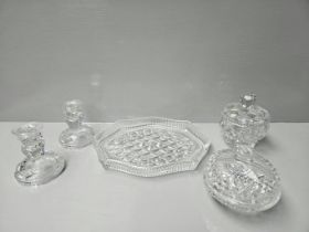 Cut Glass Coloured Dressing Table Pieces Etc