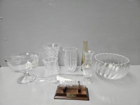 Box Including 4 Glass Vases, 2 Fruit Bowls, Ship In A Bottle