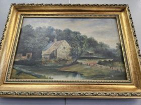 2 Oil Paintings In Gilt Frames - Cottage Scenes
