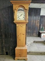 Pine Longcase Battery Operated Clock H207cm W61cm D30cm