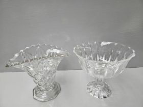3 Glass Vases & Fruit Bowl On Stand