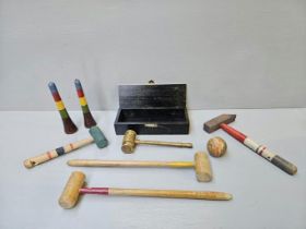 Box Including Small Mallets, Brass Gavel In Case Etc