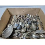 Box Of Assorted Collector's Spoons Etc