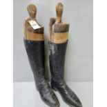 Pair Of Black Riding Boots & Trees