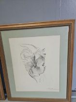2 Boy & Girl Portrait Pencil Drawings In Frames