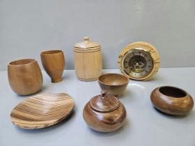 Box Including 8 Treen Pieces Etc