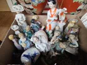 Box Of Oriental & Other Figurines