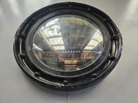 Round Black Bevelled Mirror