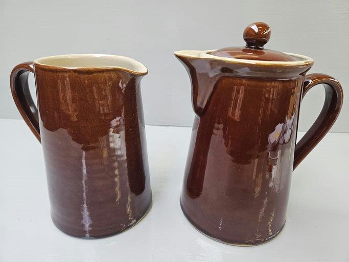 Brown Glazed Denby Jug & Teapot & 2 Stoneware Hot Water Bottles - Image 3 of 3