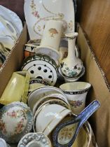 Box Including Assorted Dressing Table Pieces, Pin Dishes Etc
