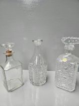 5 Cut Glass & Other Decanters & 2 Glass Stoppers