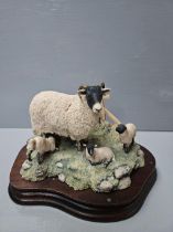 Border Fine Arts 'Spring Lambing' JH6 By R Ayres On Wood Base