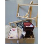 Box Including Tapestry Needlework Frames, Threads Etc