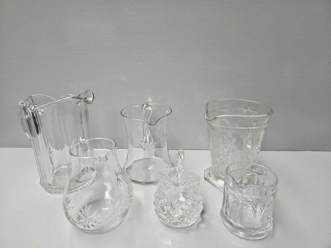 Assorted Cut Glass Water & Other Jugs, Dressing Table Trays Etc