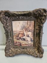Sporting Print In Heavy Carved Frame