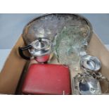 Plated Tray, Tea Service, Glassware Etc