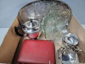 Plated Tray, Tea Service, Glassware Etc