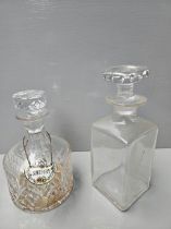 2 Glass Decanters & Sherry Label
