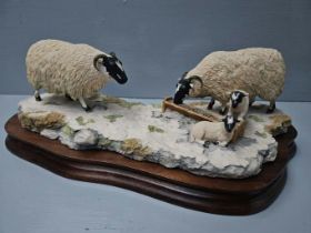 Border Fine Arts 'Early Lambs Late Snow' By R Ayres On Wood Base