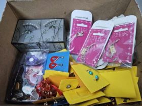 Box Of Assorted Costume Earrings Etc