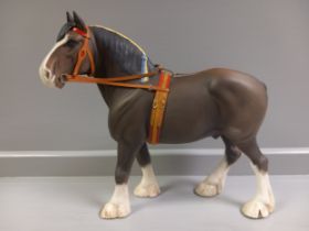 Beswick Clydesdale Horse No 2465 Second Version in Show Harness H36cm L28cm