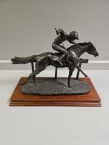 Border Fine Arts Bronze 'Full Stretch' AP3/150 By D Geenty On Wood Base