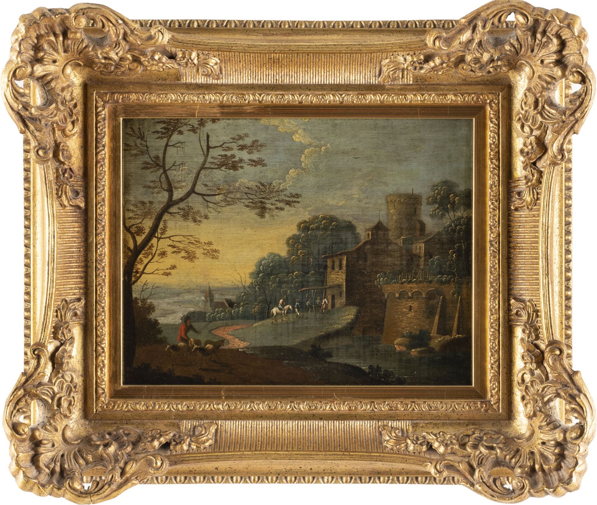 Paar Landschaftsgemälde: Ansicht der Ruinen. Aussicht auf eine mittelalterliche Burg (1798) - Image 10 of 10