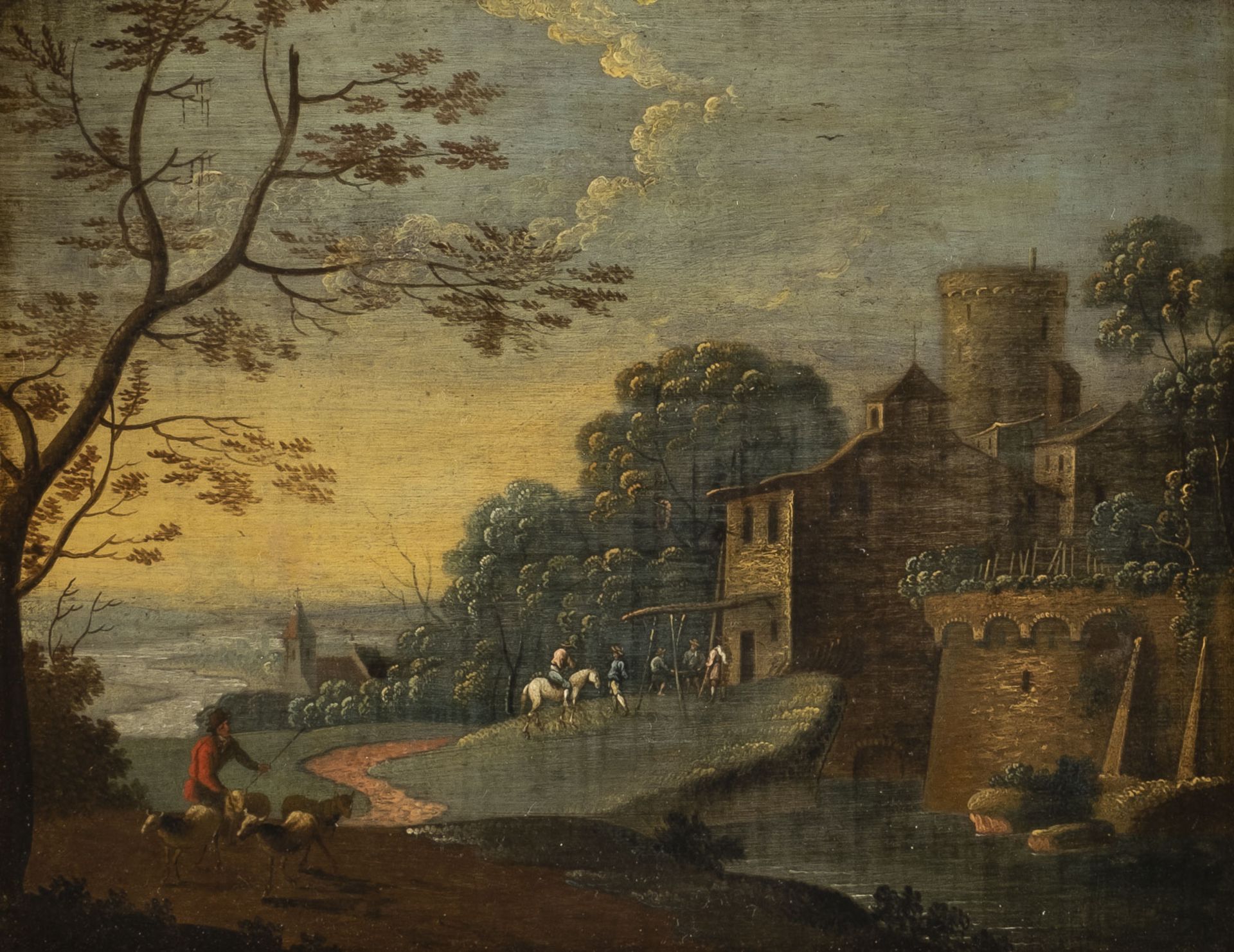 Paar Landschaftsgemälde: Ansicht der Ruinen. Aussicht auf eine mittelalterliche Burg (1798) - Image 5 of 10