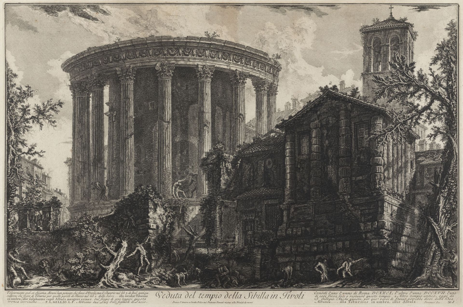 ZWEI RADIERUNGEN: 'VEDUTA DEL TEMPIO DELLA SIBILLA IN TIVOLI' UND 'VEDUTA DEL LATO POSTERIORE DEL MA - Image 2 of 2