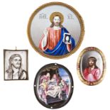 VIER FINIFTI MIT CHRISTUS PANTOKRATOR UND DER GRABLEGUNG CHRISTI